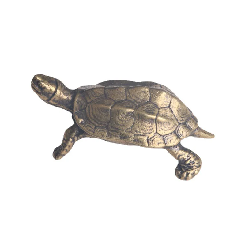 Vintage Brass Turtle Tabletop Desk Ornaments Home Longevity Turtle Tea Pet Decorations Antique Miscellaneous Bronze Crafts Deco