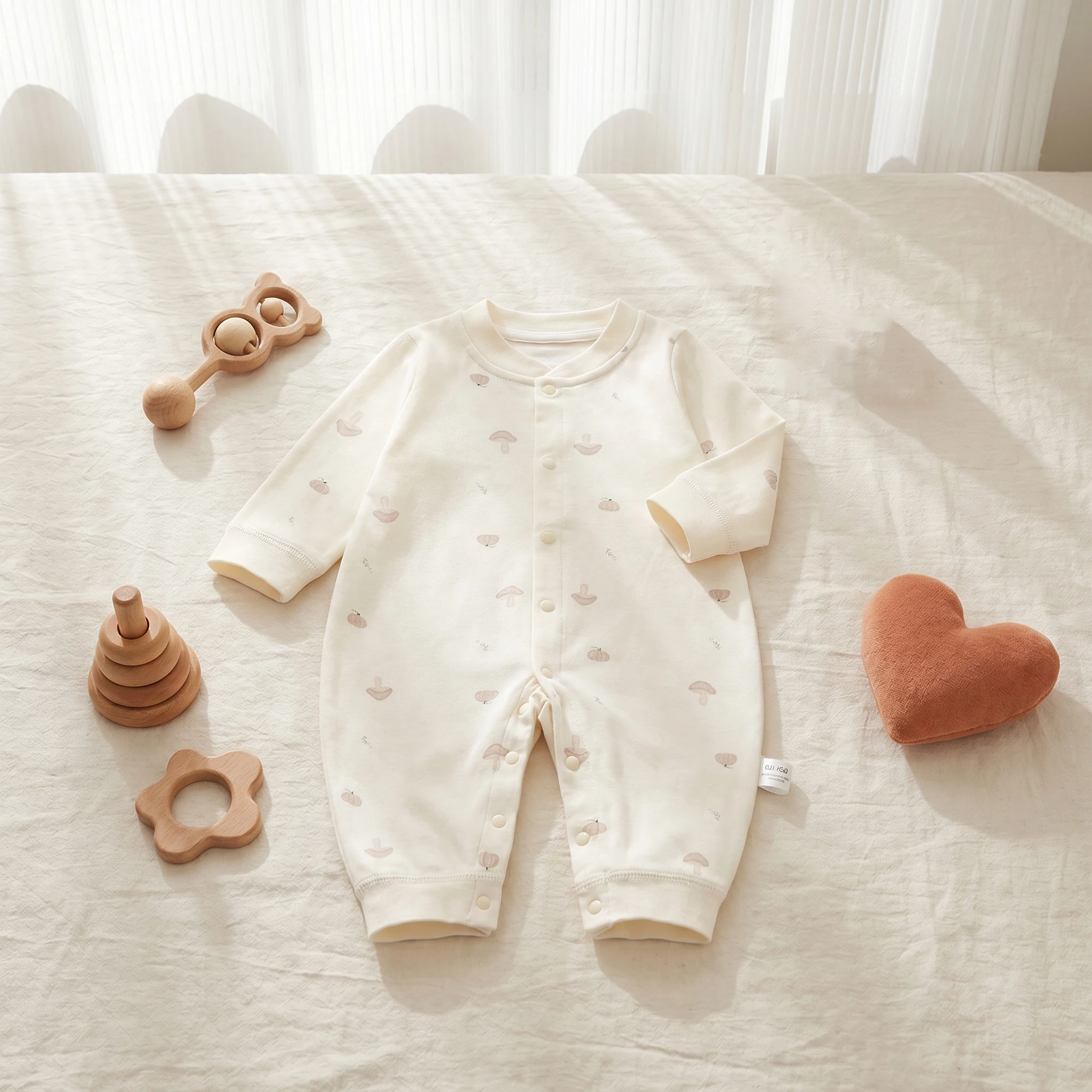 Soft Pure Cotton Infant Jumpsuit Spring Autumn Full Snap Long Sleeve Cartoon Romper Skin Friendly Daily Casual Outfit