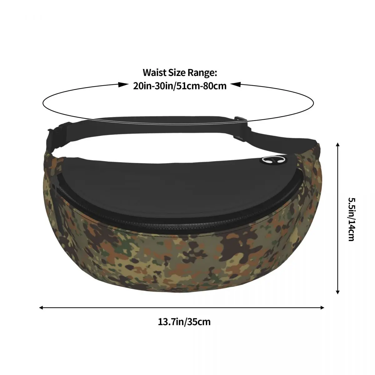 Custom Casual Flecktarn Camo Fanny Pack for Traveling Men Women Military Army Camouflage Crossbody Waist Bag Phone Money Pouch