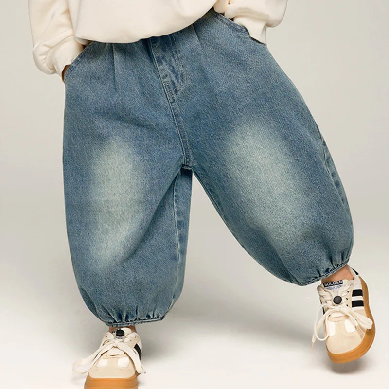 Kids denim pants Sping Autumn boys' jeans girls loose all-match casual Trousers