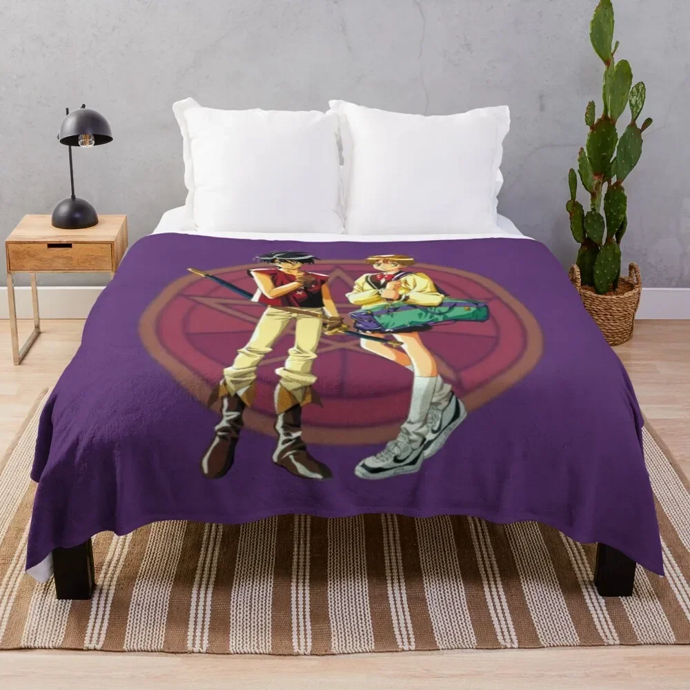 

Van and Hitomi with Tarot Background - ORIGINAL by SillyFun.redbubble.com Throw Blanket Luxury Designer Cute Blankets