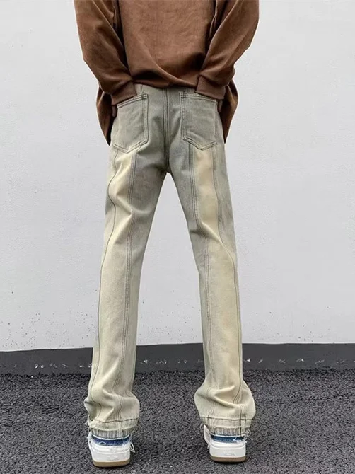 

American Sle Patchwork Jeans Men's New 2026 Cleanfit Loose Student Heavyweight Premium Feel Long Pants Trendy Straight Leg