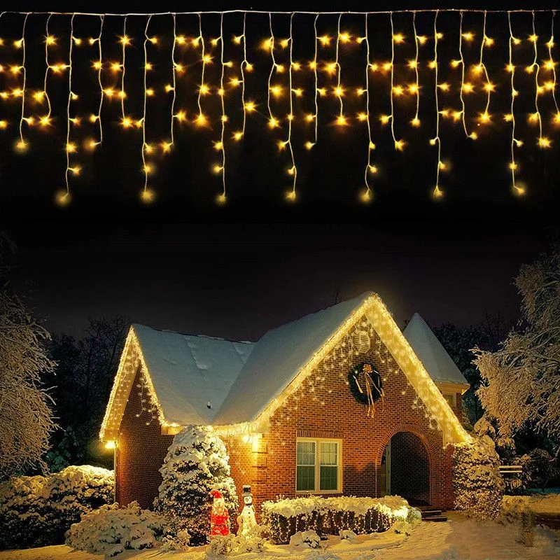 

Christmas LED Icicle String Lights EU Plug Holiday Fairy Lights 4Mx0.6M Garden Outdoor Street Home Party Wedding Decorations