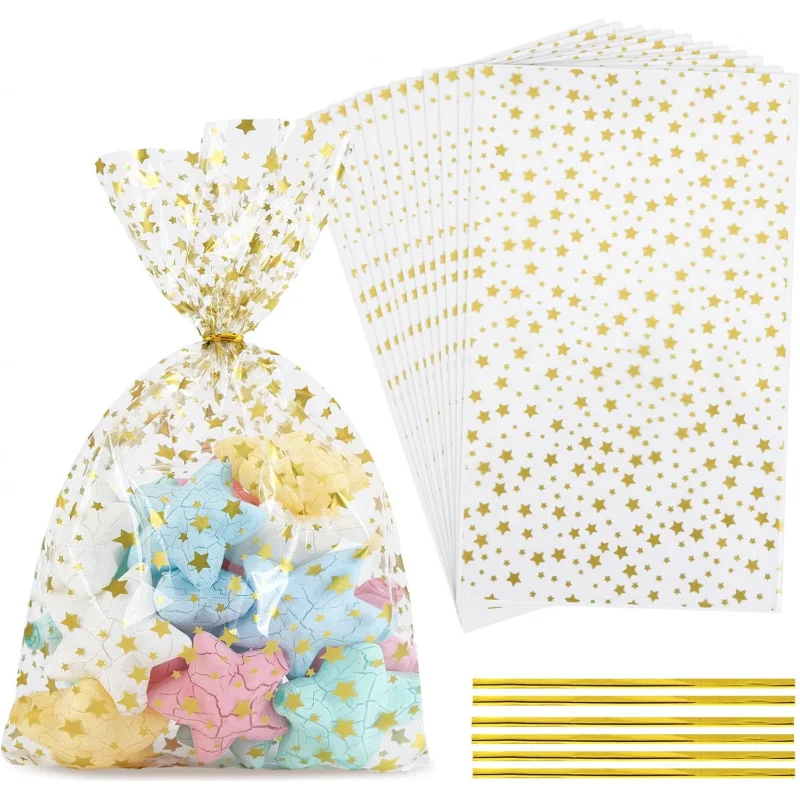 100 bolsas de celofán para golosinas, bolsas de celofán transparentes, para envolver regalos, embalaje de dulces, postre, panadería, Chocolate, recuerdo de fiesta