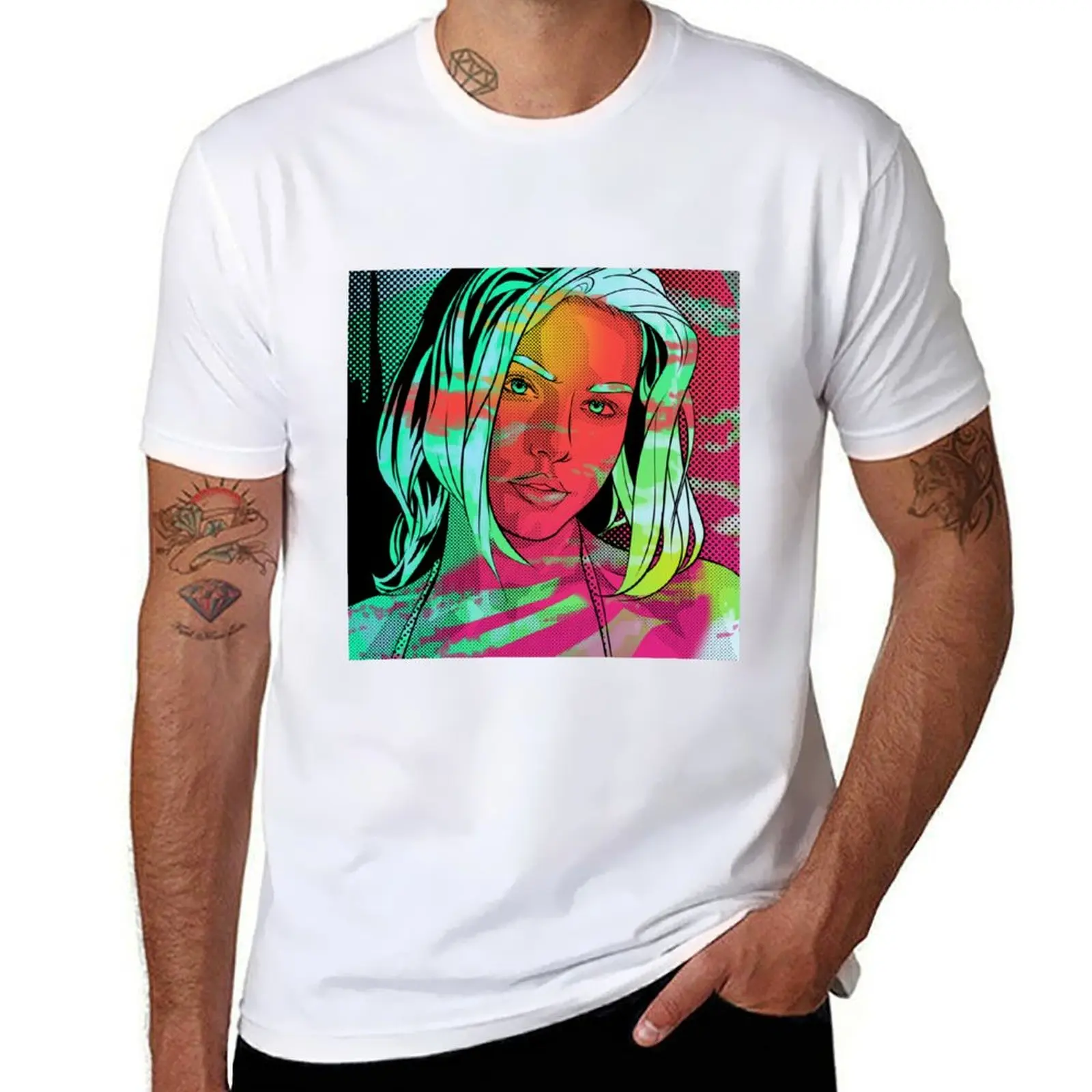 

Pop Art Girl Bright Colors T-Shirt black cotton t-shirt plain for man package man t shirt graphic T-Shirt