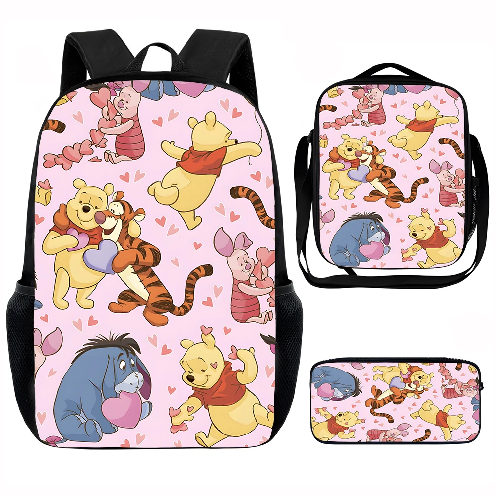 

Детский школьный рюкзак с рисунком W-winnies The P-poohs, сумками для обеда, сумками-карандашами, школьными сумками для мальчиков и девочек, лучший подарок