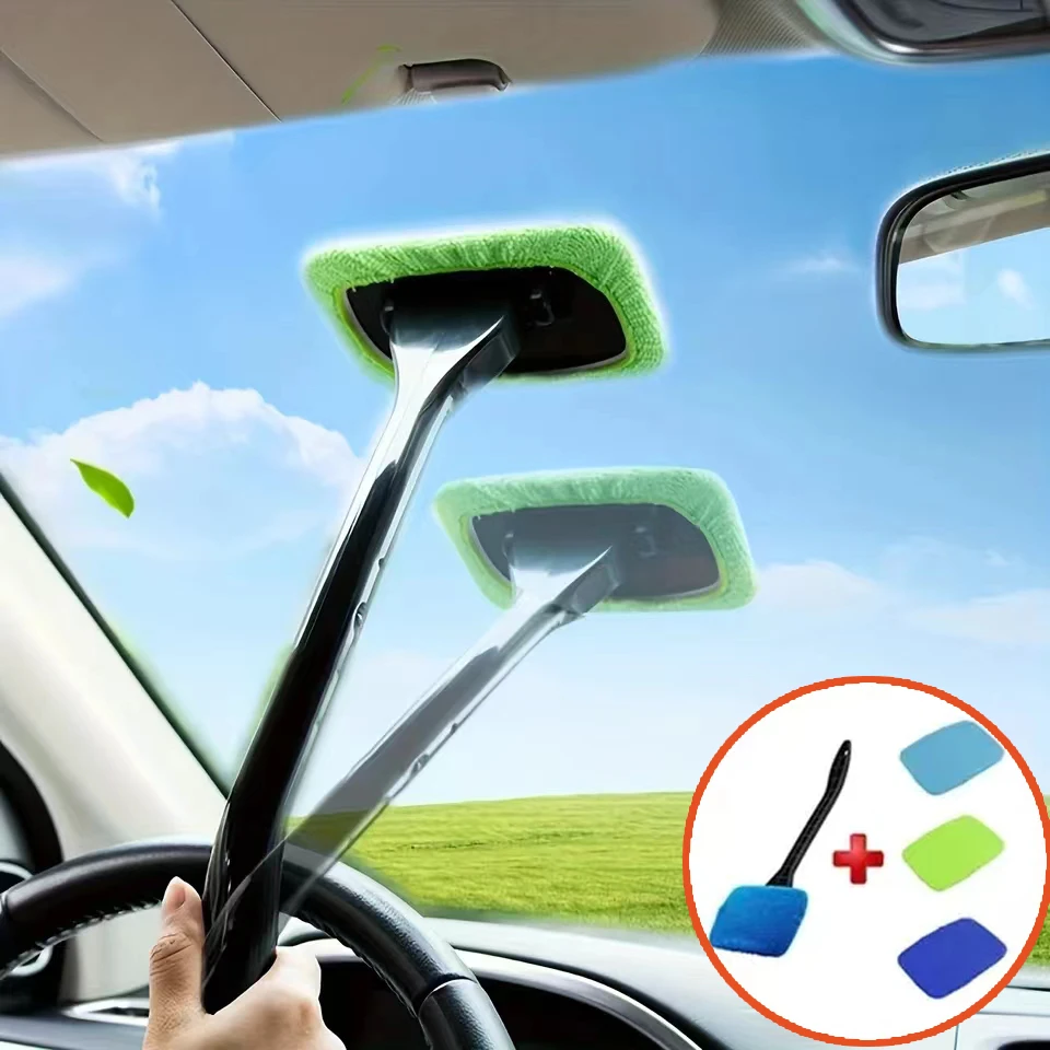 Kit de Escova para Limpeza de Para-brisa de Carro, Toalha Desembaçadora para Vidros, Limpador com Cabo Longo, Ferramenta Multifuncional de Lavagem