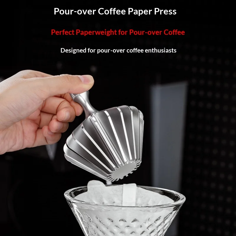 All Aluminum Pour Over Coffee Paper Press Filter Paper Leveling Tool V60 Cone Paper Filter Press Aid for Home Office In Stock