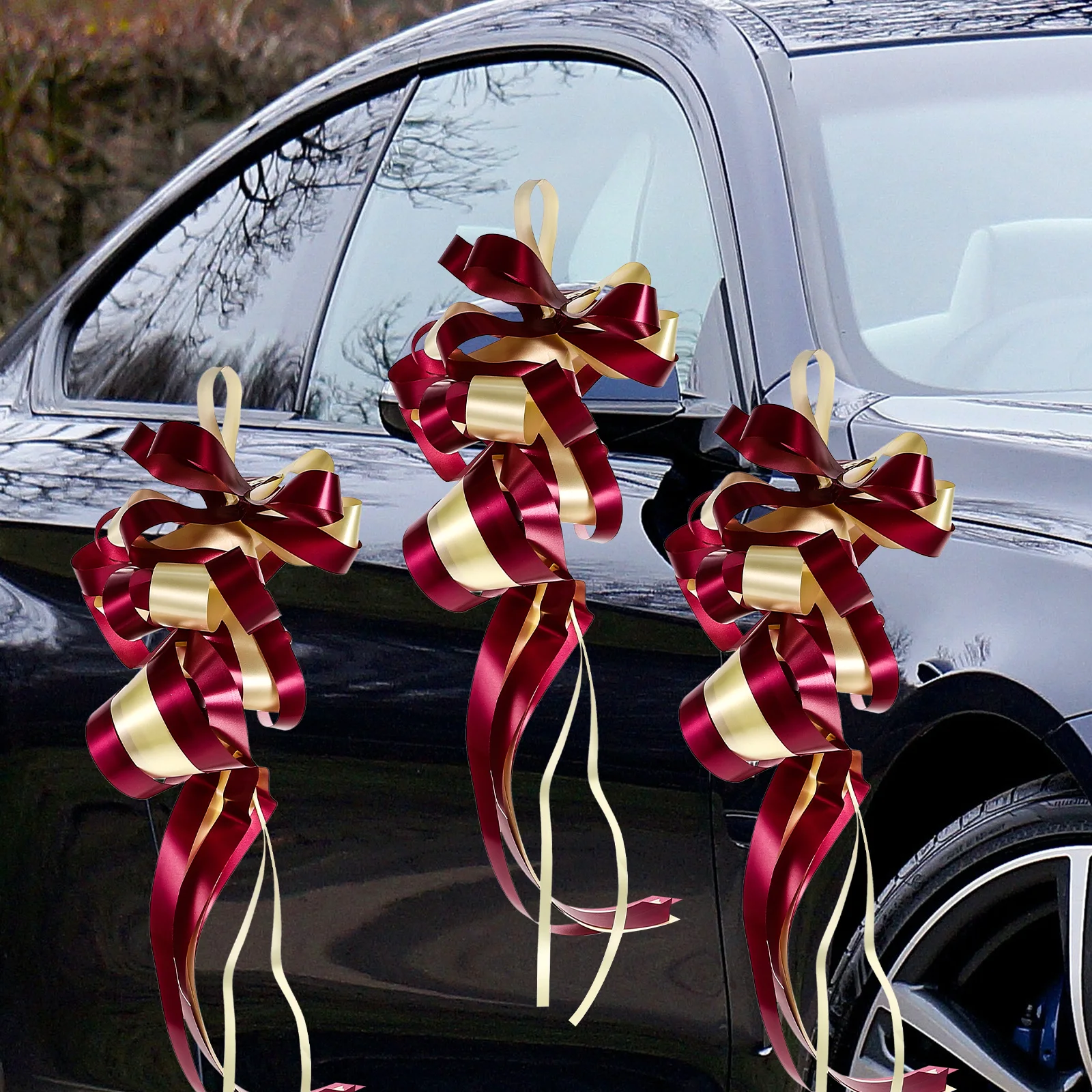 

10Pcs Wedding Pull Bows Car Pull Bow for Gift Wrapping Party Decoration Wedding Gift Box Ribbon Bow Bows with Long Tails