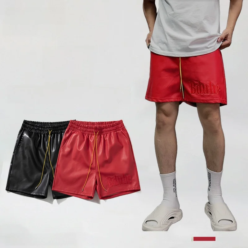 

American Sle Color Men's orts Loose Fit Spor Casual Dstring High Street Faion Youth Leather Pants