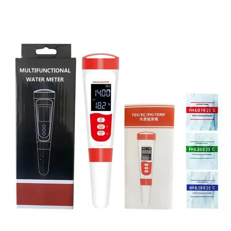 Water Quality Detection Pen Household Drinking Water TDS EC PH Meter 4 In 1 TDS Test Meter