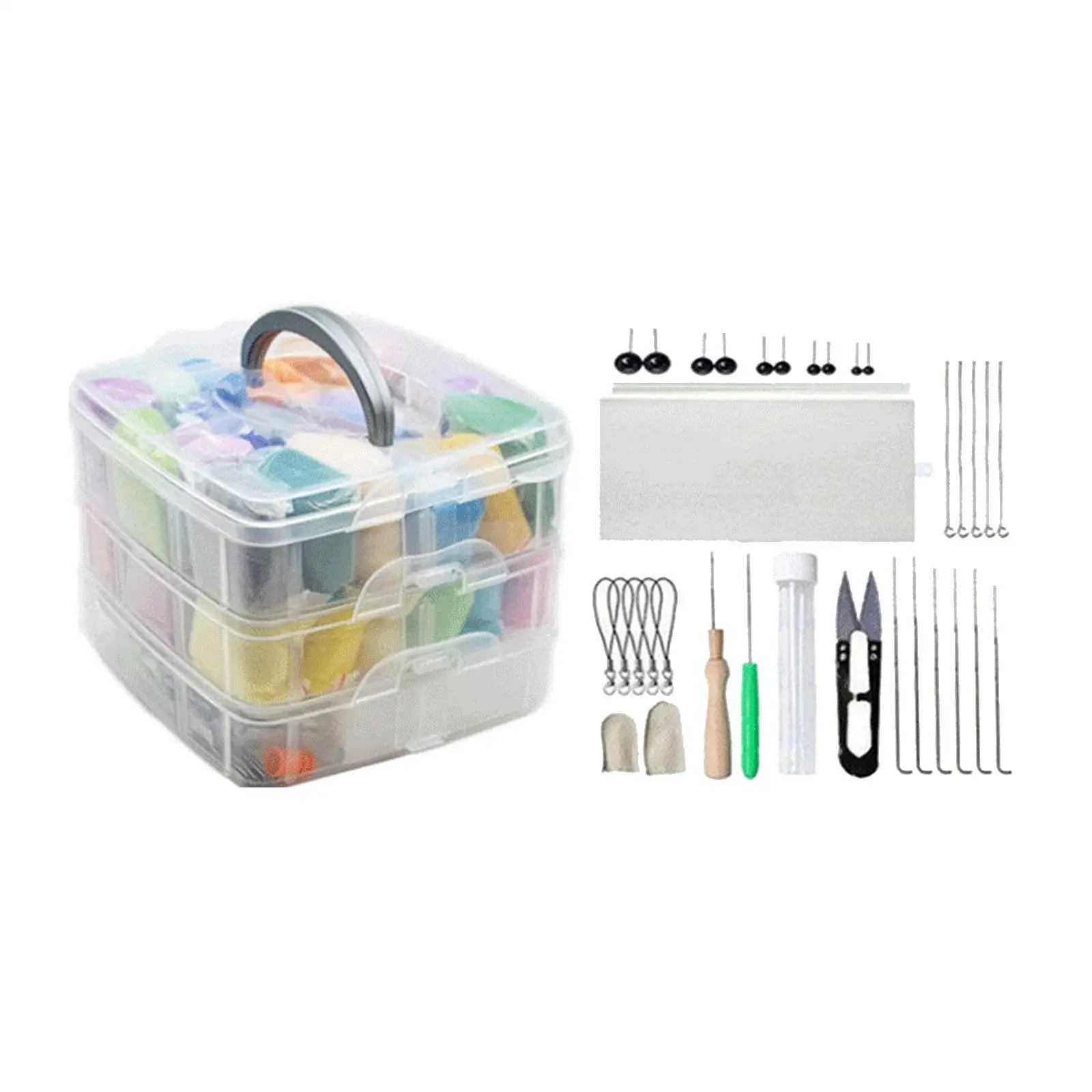 Premium All in One Needle Felting Kit Wool Roving Felt Work Tools Scissor Doll Awl Hand Crafts