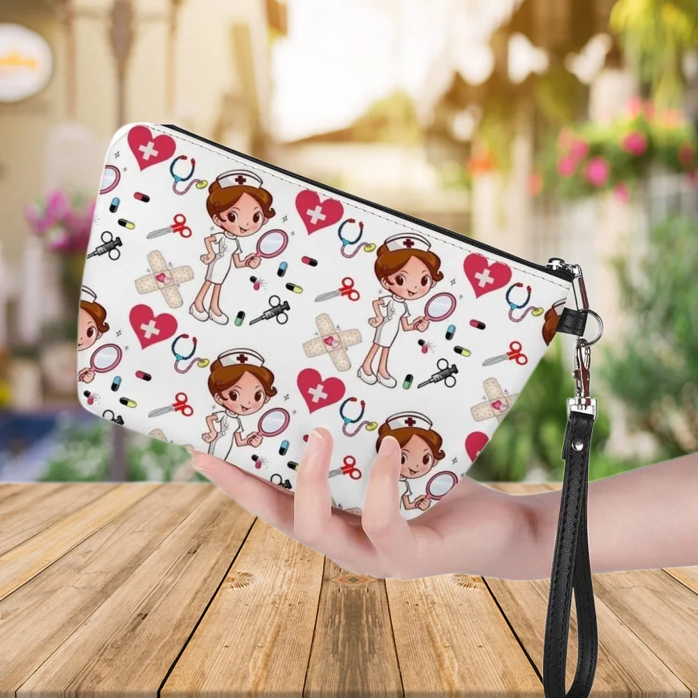 INSTANTARTS Hot Sale Nurse Printing Women Cosmetic Bags Lovely Casual Travel Portable Storage Handbags Makeup Bag Toiletry Bags