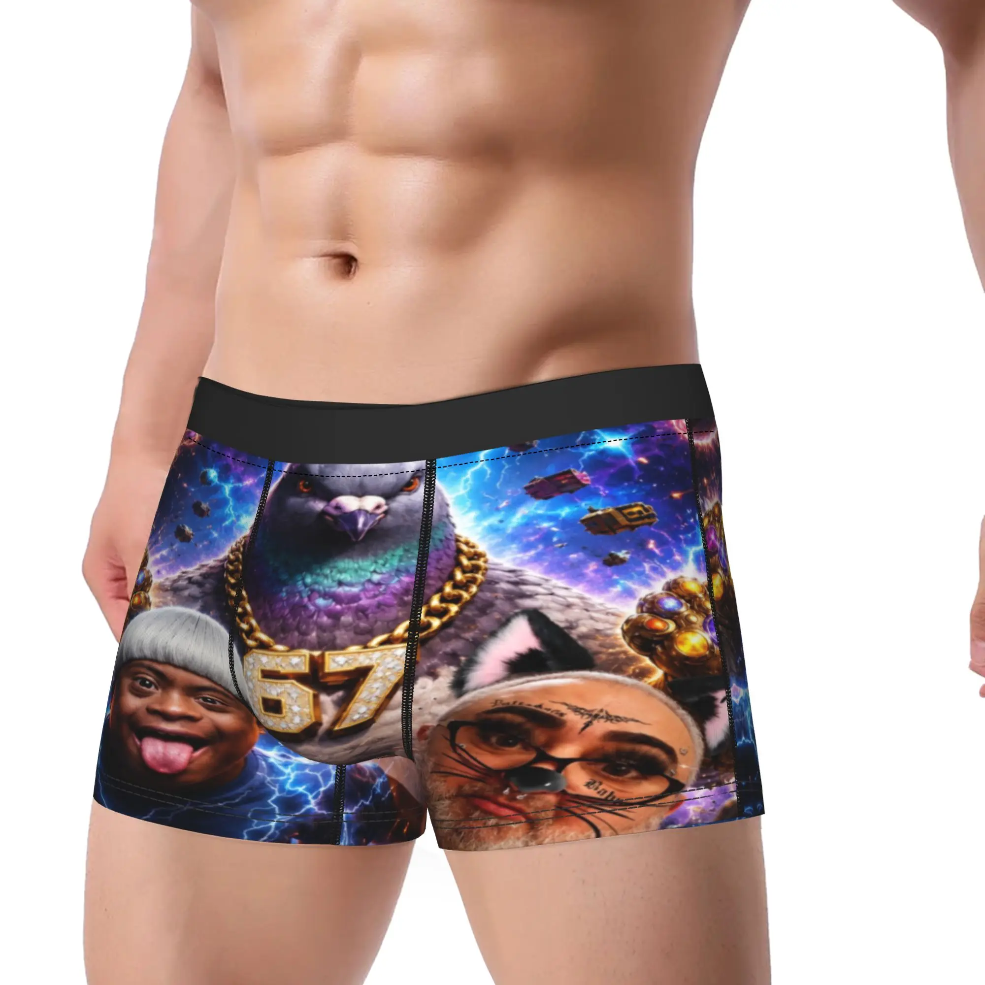 Space Funny Character Collage Art  Underpants Breathbale Panties Male Underwear Ventilate Shorts Boxer Briefs