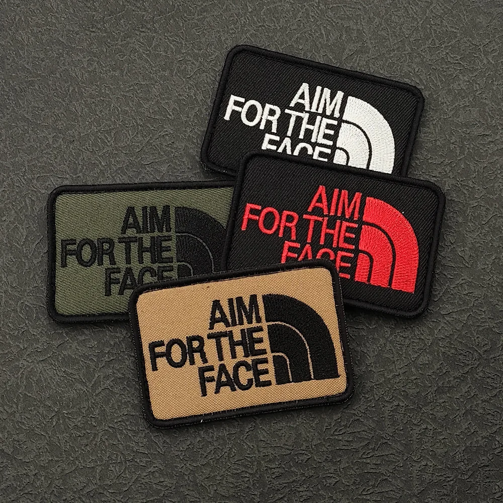 Parche bordado AIM FOR THE FACE para bolso, chaqueta DIY