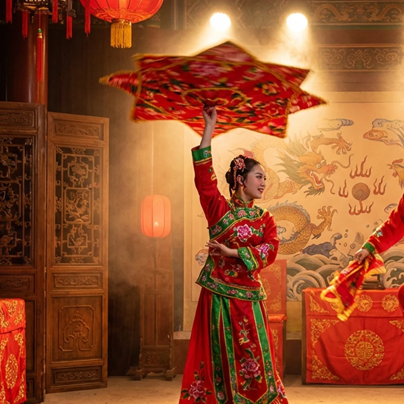 

1Pcs Spinning Dance Handkerchief 55cm Chinese Traditional Octagonal Scarf Flying Handkerchief Square Dancing Performance Props