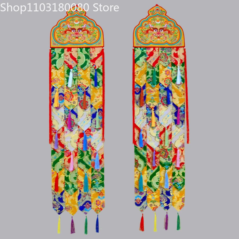 

130cm Handmade Tibetan style Hanging banner Temple Eight Auspicious Buddha banner