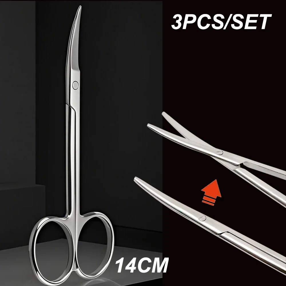 

3 шт. ножницы Tc Metzenbaum изогнутые 14 см для деликатной резки тканей, процедуры миндаля, тупые узкие кончики, идеально подходят для хирургии