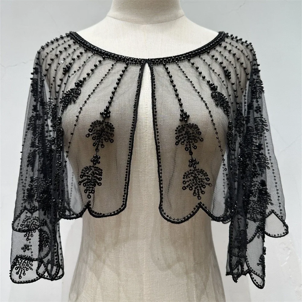 Fashion Sequin Embellished Flapper Shawl Beaded Multiple Colors Sequin Shoulder Shawl Sheer Lace Evening Wrap Women