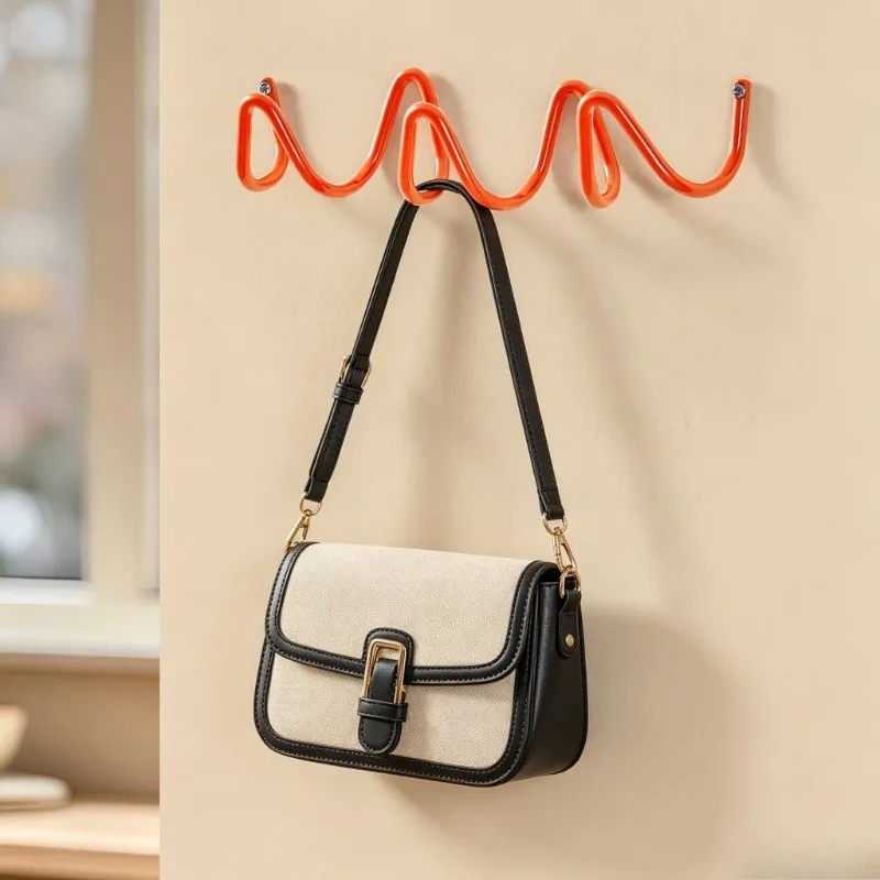 Creative Wave-shaped Wall Hook Wall-mounted Installation Storage Rack Home Decorative Storage Rack Ideal for Entryway Bedroom