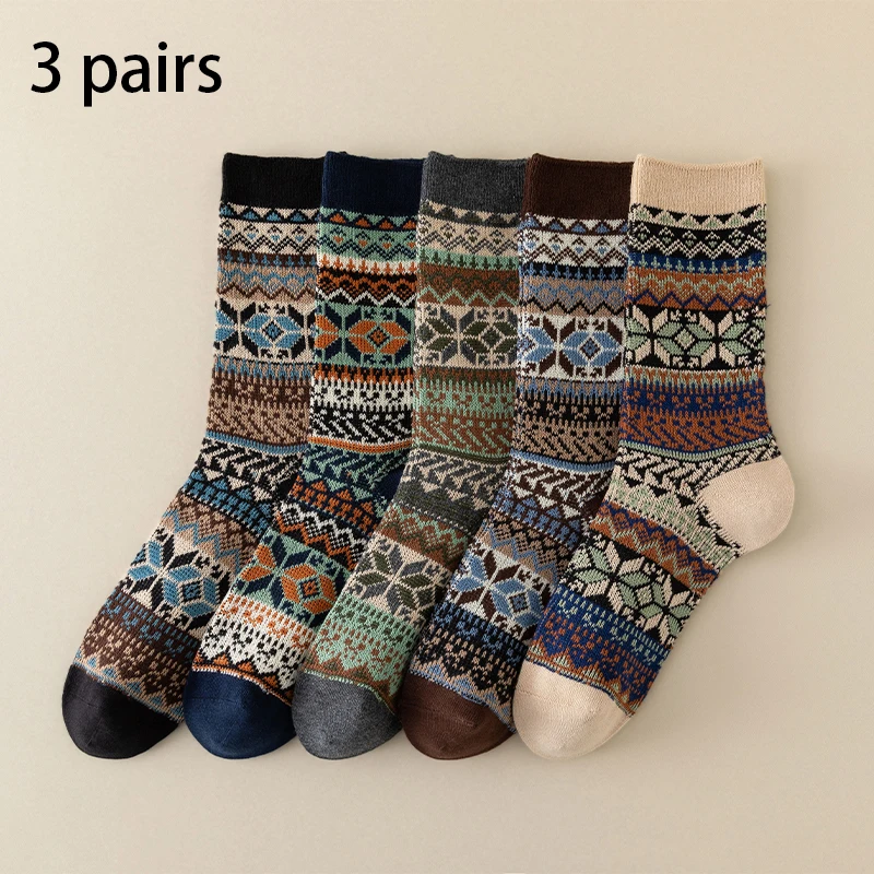 Calcetines de vestir para hombre, calcetines de algodón, 3 pares, transpirables y absorbentes del sudor, calcetines con patrón colorido y divertido