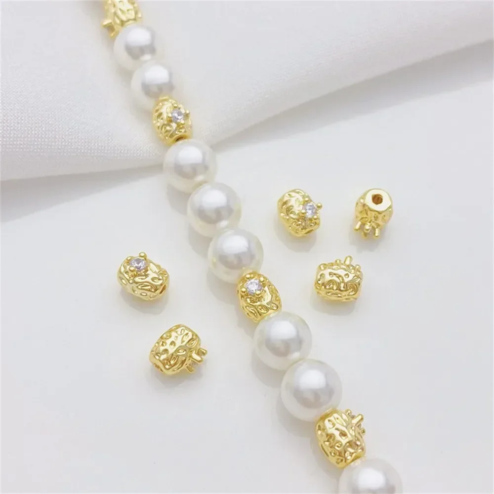 14K الذهب مطعمة الزركونيوم الباروك غير النظامية الخرز اليدوية DIY سلسلة سوار قلادة مجوهرات المواد اكسسوارات