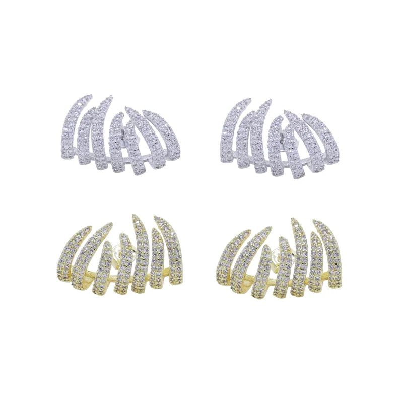 2025 High Quality Micro Pave Bling Cz Cluster Earring Sparking Gorgeous Women Wedding Engagement Gift Jewelry Wholesale