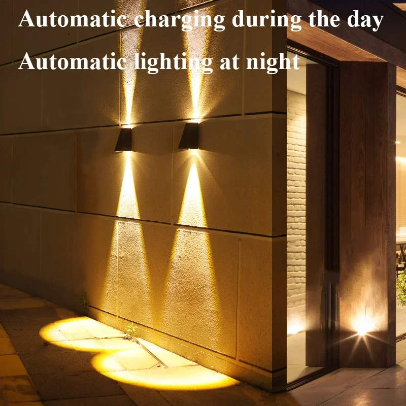 Waterproof Solar Outdoor Wall Light Up-down Bidirectional Lighting for Garden Decoration Suitable for Exterior Wall Long-lasting