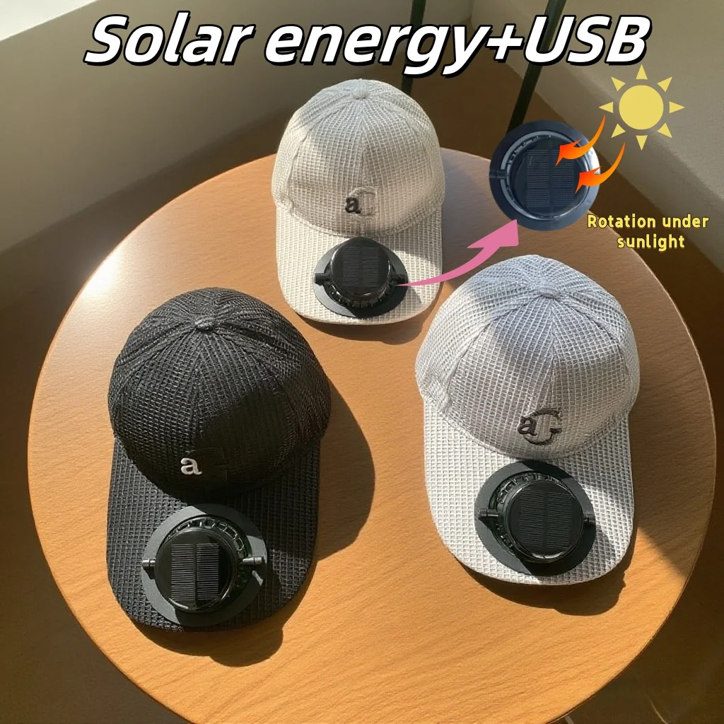 

Men's sun hat with solar fan suitable for outdoor camping, fishing, and portable solar charging cap. Same gender outdoor hat