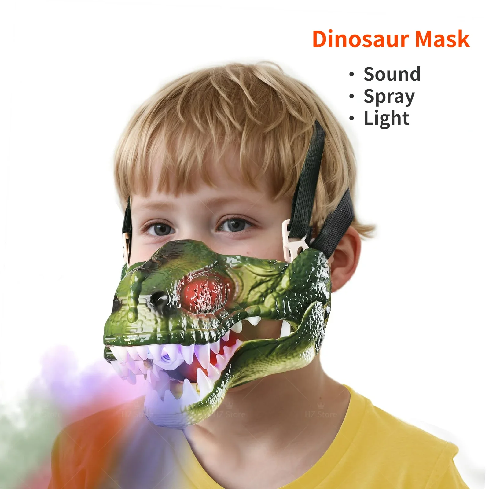 Dinosaur Mask with Sound & Spray & Light Effects Realistic Dino Mask for Kids Dino Toys for Role-Play & Halloween Costume