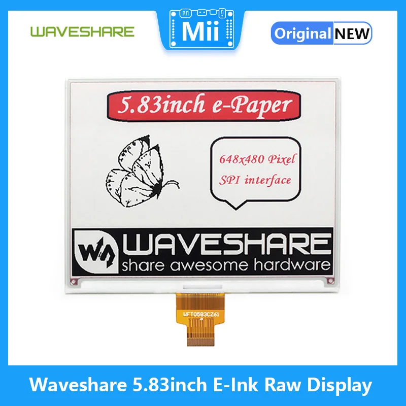 

Waveshare 5.83inch E-Ink Raw Display, red/black/white three-color, SPI interface, without PCB