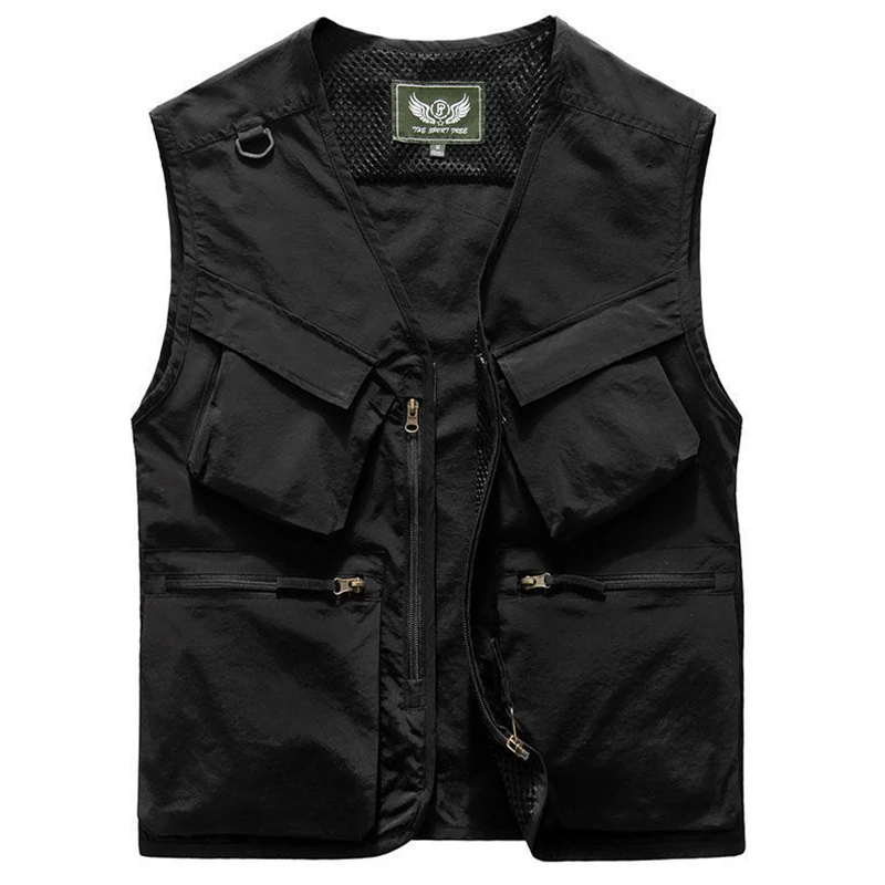 New Arrived 2023 Summer Vests Mens US Plus Size 6XL Outdoor Multi-pocket Ultra-light Khaki Fishing Hiking Safari Cargo Waistcoat