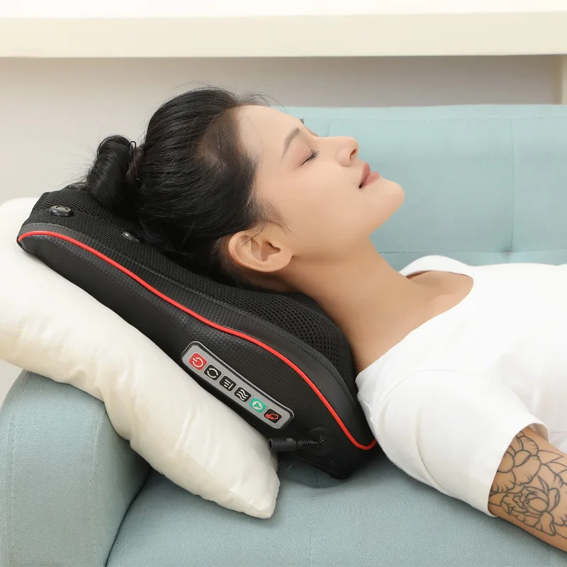 Oreiller de massage électrique pour le cou, pétrissage roulant, tête chauffante, dos, cou