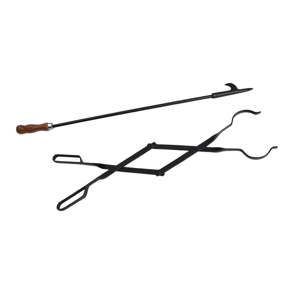 For Heavy-Duty Fireplace Poker For Tongs Set For Safe Log Handling Cozy Home For Hearth Maintenance With Ergonomic Grip Design