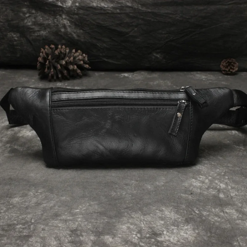 Sac à bandoulière en cuir de vachette véritable vintage pour hommes, sac banane de poitrine de sport, mode de téléphone, initié masculin