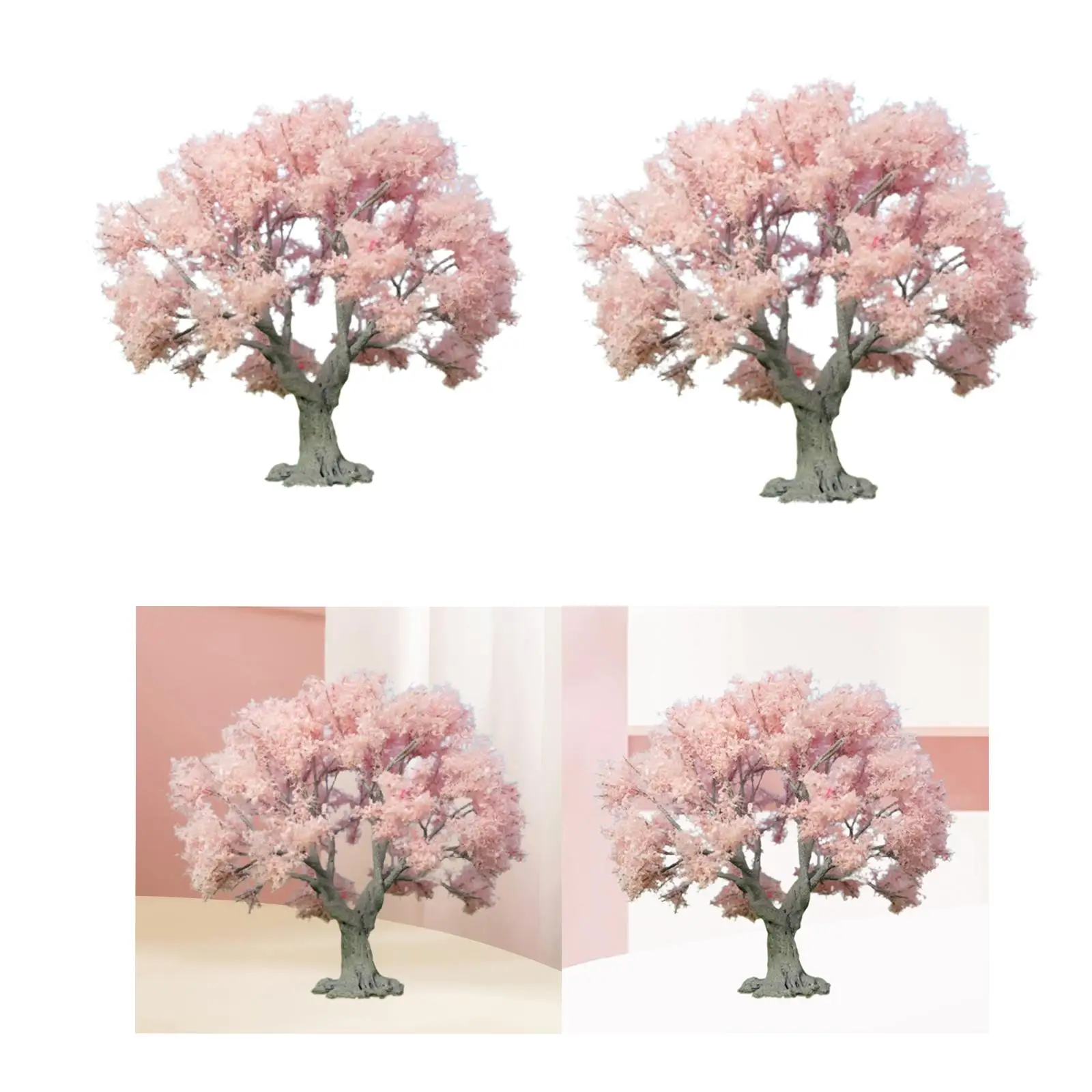 Eisenbahnlandschaft Mini Rosa Baum Miniatur Sandtisch DIY Modell Leichter Eisendraht Realistisch für künstlerisches Kunsthandwerk Ornament