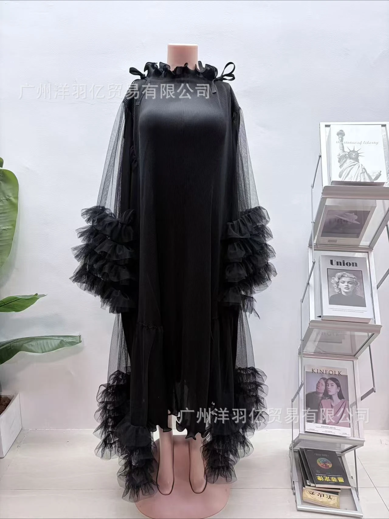 ANLAN Pleated Long Sleeves Photo Shoot Wedding Dress/Tulle Gown/Maternity Dress/Baby Shower Dress/Photography Dress 1AN5276 view 6