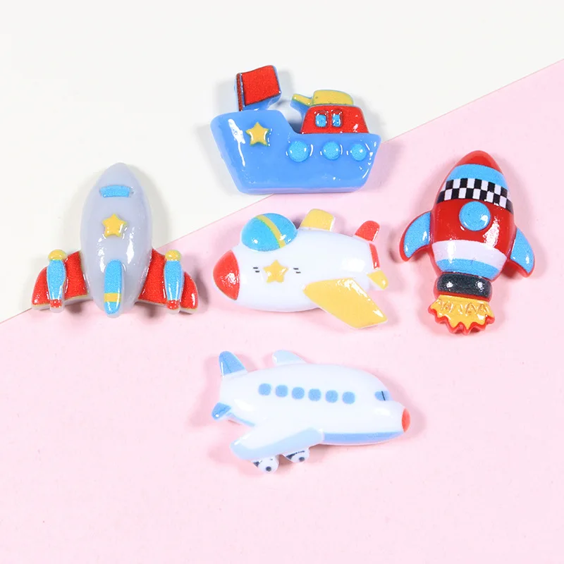 

100pcs Kawaii Planes Steamship Flatback Resin Cabochon Crafts Making Scrapbooking Decoration Charm Craft Dollhouse Accessories