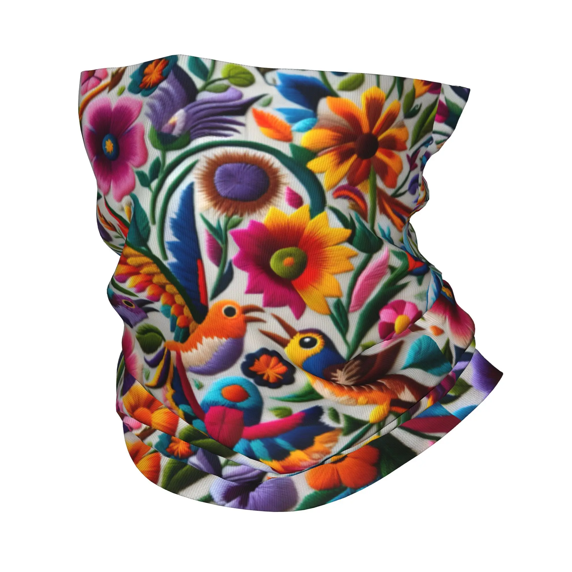 Mexican Otomi Art Birds Flowers Bandana Winter Neck Warmer Men Windproof Wrap Face Scarf for Hiking  Gaiter Headband