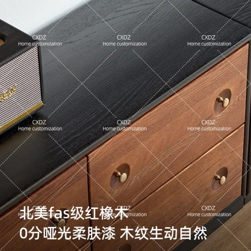Retro Medieval Solid Wood TV Cabinet Living Room Floor Module Storage Cabinet Free Combination