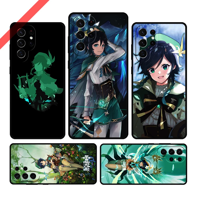 Genshin Impact Venti Phone Case For Samsung Galaxy S20 FE S21 S10 S23 Plus S24 S22 Ultra Coque Note20 Note10 S9 S8 Cover Capa