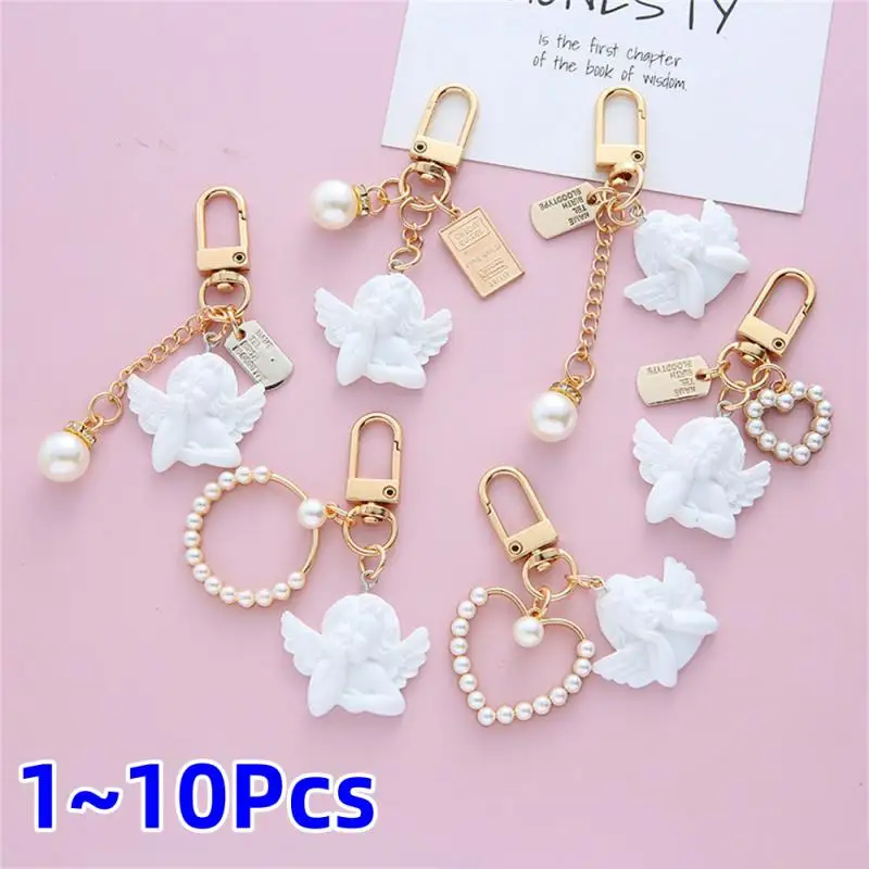 1~10PCS Baby Shower Baptism Gift Angel Heart Keychain Christening Favor Return Gift First Birthday Party  Souvenir