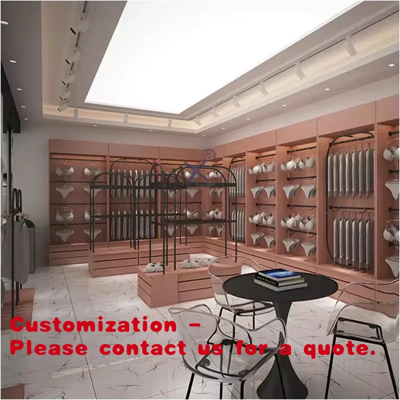 

custom.Customized Black Coated Metal Wall Display Cabinet Lady Lingerie Shop Fitting Grade E1 MDF LED Light Showcases L
