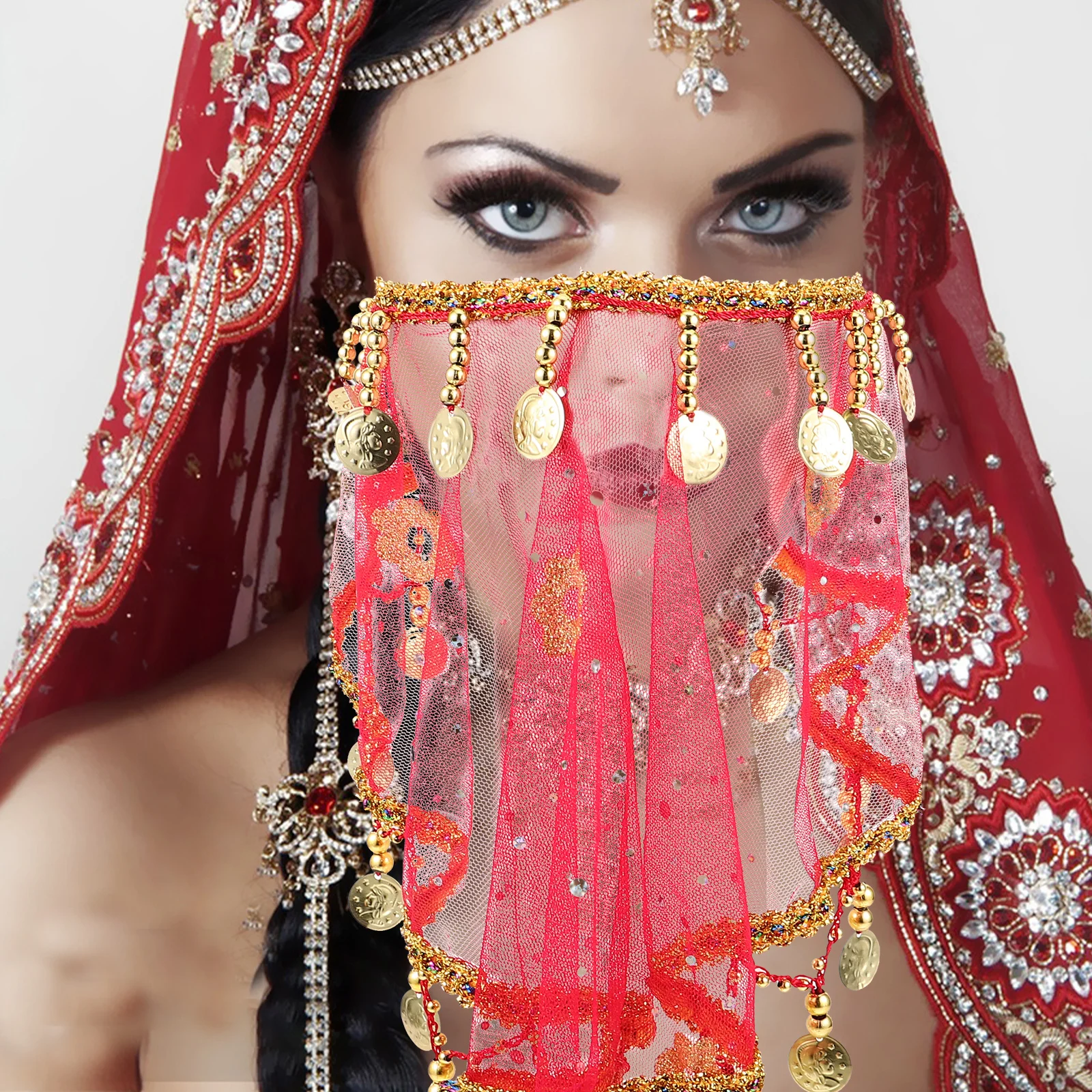 Velo facial para mujer, velo de danza Tribal exótico ligero y transpirable, accesorio de disfraz, danza del vientre india, puesta en escena