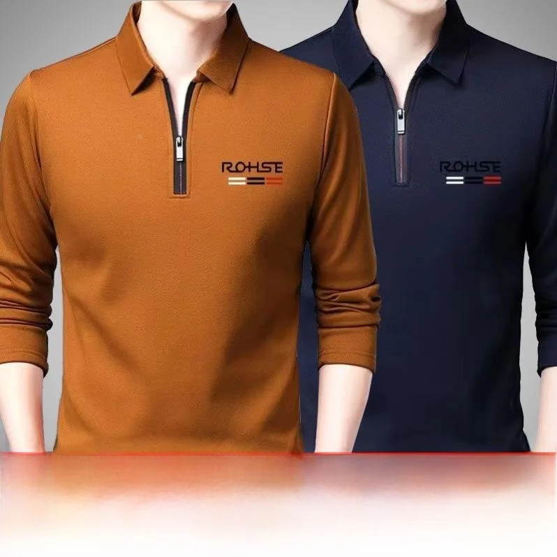 2024 New Long Sleeve  Shirt Casual Flip Collar Men's Half Zip Business Inner Wear Fashionable Leisure Top for Autumn Spring