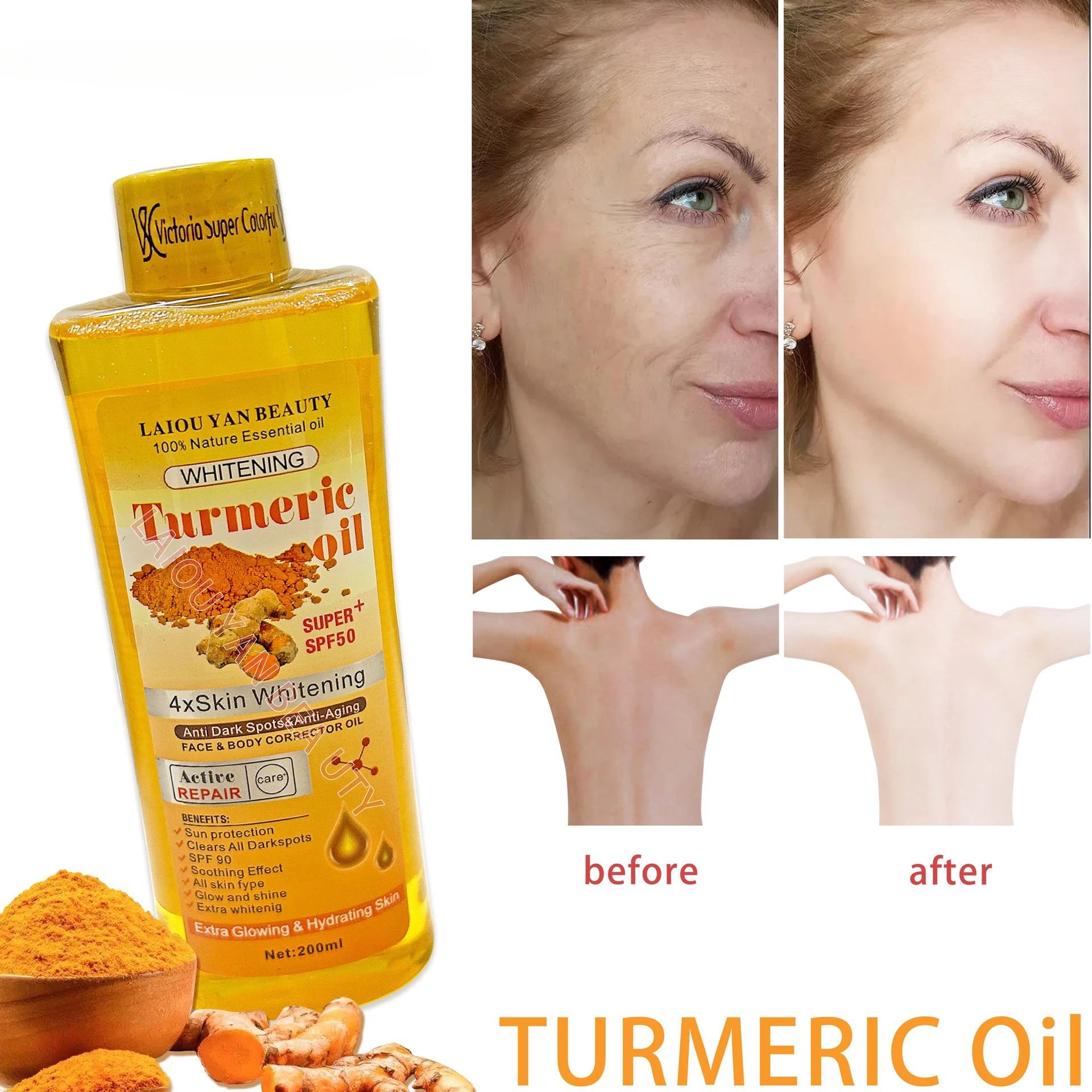 

Moroccan turmeric oil essential oil facial body skin care massage oil brightening skin tone fading spots anti-aging emollient
