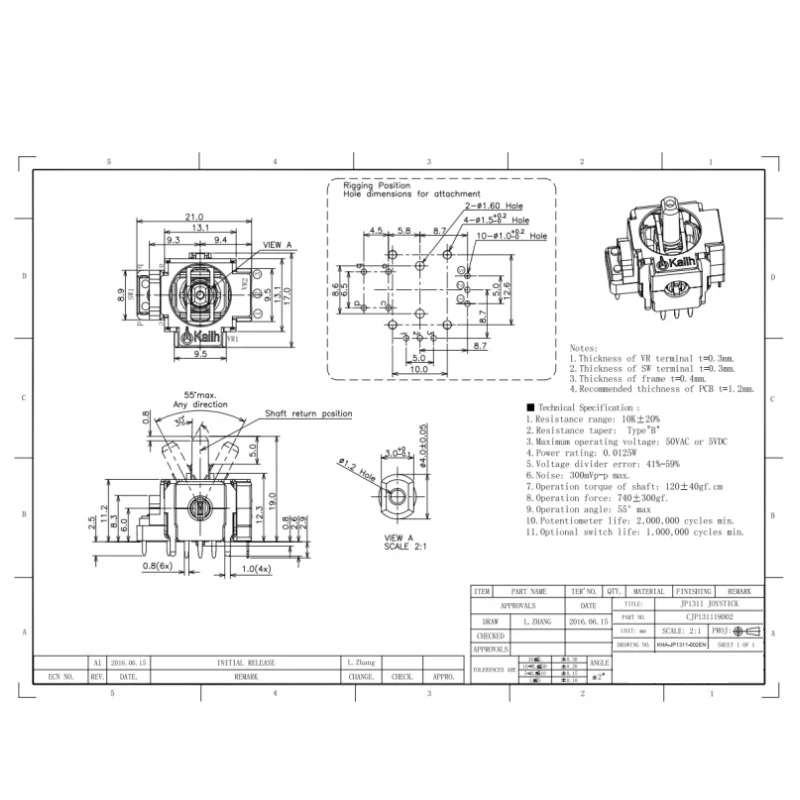 Kailh-Joystick analogique pour manette de jeu, potentiomètre pour PS3, PS4, PS5