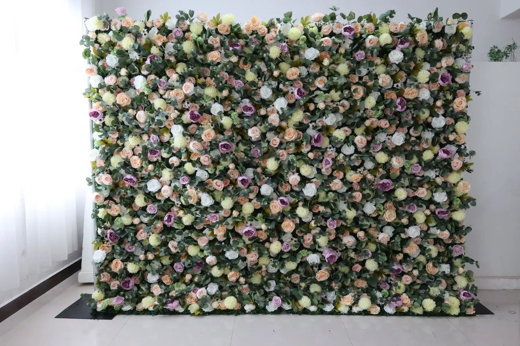 3D green pink rose wedding background, artificial rose fabric wall background wedding activity suggestions