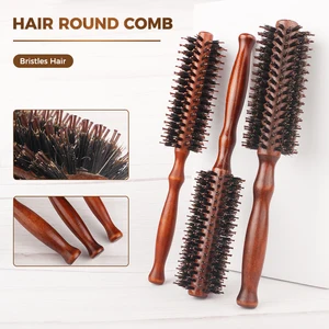 12 Gaya Gagang Kayu Bulat Rolling Sikat Lurus Kepar Sisir Rambut Babi Bulu Bulat Barel Rambut Curling Sikat Alat Tata Rambut 8 sisir bulat penjualan terbaik - №