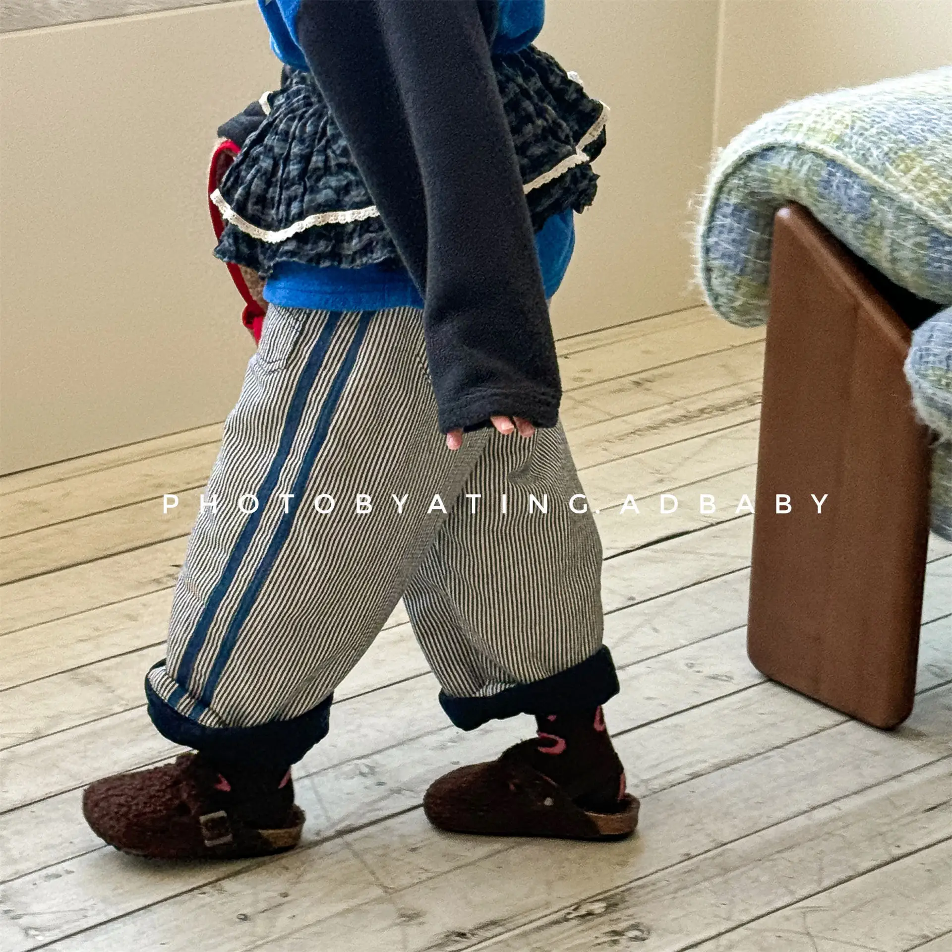 Autumn Winter Kids Girl Denim Pant Loose Spliced Infant Babys Girl Padded Trouser Loose Elastic Wasit Toddler Little Girls Jeans